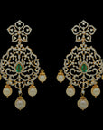 2-in-1 Natural Emerald/Ruby and Diamond Earrings with Pearl Drops