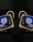 Diamond Studs with Natural Lapis