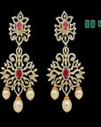 Chandbali/Buttalu and Butta Earrings made of Emeralds, Rubies, Gold, and Diamond and Pearls