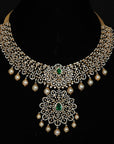 3 in 1 Diamond Choker Necklace and Pendant With Changable Natural Emeralds/Rubies and Pearl drops.