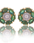 Floral Emerald Diamond Earrings