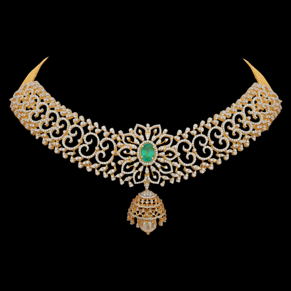 Multipurpose  Detachable South Indian Bridal Necklace  Earrings (Cevipogulu) Set