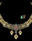 Diamond Choker with Natural Changeable Emerald/Ruby and Pearl Drops