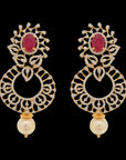 4-in-1 Earrings made of Diamonds, Emeralds, Rubies, Pearls and Gold