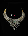 Beautiful Diamond Necklace with changeable Natural Emeralds and Rubies