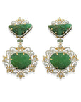 Emerald Diamond Necklace Earrings Set