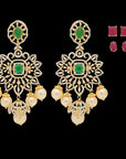 Changeable Natural Emerald/Ruby and Diamond Earrings with Pearl Drops