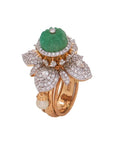 Fluted Emerald and Diamond Ring