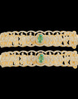 Natural Carved Emerald and Diamond  Bangles