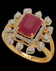 Natural Carved Ruby and Diamond Ring