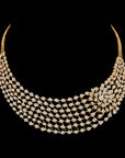 Gold and Diamond Necklace and Earrings Set