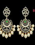 Necklace (Haaram) and Earrings (Chandbalis) Set with Detachable Pendant and Interchangeable Emeralds and Rubies