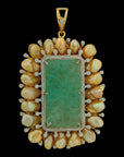 2-in-1 Natural Carved Emerald, Sapphire, Pearls and Diamond Choker and Pendant