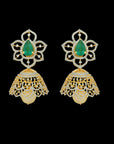 3-in-1 Changeable Natural Emerald/Ruby and Diamond Earrings with Pearl Drops