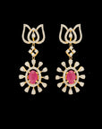 Changeable Natural Ruby/Emerald and Diamond Earrings