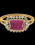 Natural Carved Ruby and Diamond Bracelet with Pearls