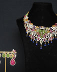 Diamond Necklace With Natural Tourmaline, Tanzanite, Multi-Colour Sapphires and Peridot With Earring Set