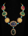 Diamond Necklace with Natural Emeralds/Rubies, Yellow Sapphires, Tanzanite, Turquoise and Pearls