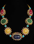 Diamond Necklace with Natural Emeralds/Rubies, Yellow Sapphires, Tanzanite, Turquoise and Pearls