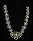 3 In 1 Diamond Necklace, Pendant and Vaddanam with changeable Natural  Emeralds/Rubies and Pearl Drops