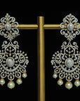 Diamond Earrings with changeable Natural Emeralds/Rubies and Pearl Drops