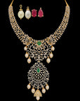 Emerald and Diamond Necklace and Earrings Set