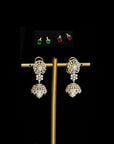 2 In 1 Diamond Earrings with changeable Natural Emeralds/Rubies and Pearl Drops