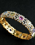 Diamond Bangle with Multi-colored Sapphires