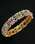 Diamond Bangle with Multi-colored Sapphires