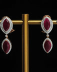 2 In 1 Diamond Earrings with Natural Rubies