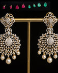 2-in-1 Diamond Earrings with changeable Natural Emeralds/Rubles and Pearl Drops