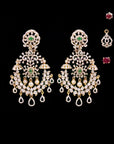 2 In 1 Diamond Earrings with changeable Natural Emeralds/Rubies