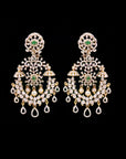 2 In 1 Diamond Earrings with changeable Natural Emeralds/Rubies