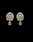 2 In 1 Diamond Earrings with changeable Natural Emeralds/Rubies