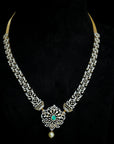 4 In 1 Diamond Necklace with changeable Natural Emeralds/Rubies and Pearl Drops