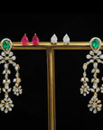 Diamond Earrings with changeable Natural Emeralds/Rubies