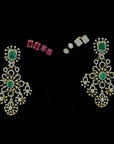 Diamond Earrings with changeable Natural Emeralds and Rubies