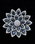 Floral  Diamond Pendant  with Blue Sapphires