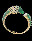 Carved Emerald Diamond Cuff Bracelet