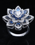 Beautiful Diamond Ring with Natural Blue Sapphires