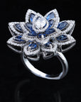 Beautiful Diamond Ring with Natural Blue Sapphires