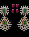 Diamond Earrings with changeable Natural Emeralds and Rubies