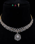 2 In 1 Diamond Necklace with changeable Natural Emeralds and Rubies