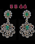 Diamond Earrings With Changeable Natural Emeralds And Rubies