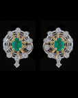 Diamond Earrings With Changeable Natural Emeralds And Rubies