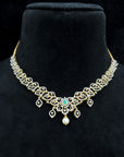 Diamond Necklace With Changeable Natural Emeralds/Rubies And Pearl drops