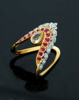 Diamond Ring With Natural Rubies And Yellow Sapphires