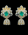 Diamond Earrings With Changeable Natural Emeralds And Rubies