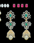 Diamond Jhumkas With Changeable Natural Emeralds And Rubies