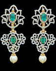 Diamond Jhumkas With Changeable Natural Emeralds And Rubies